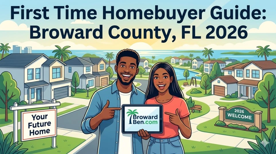 First-time home buyer touring a house with a real estate agent in Broward County FL